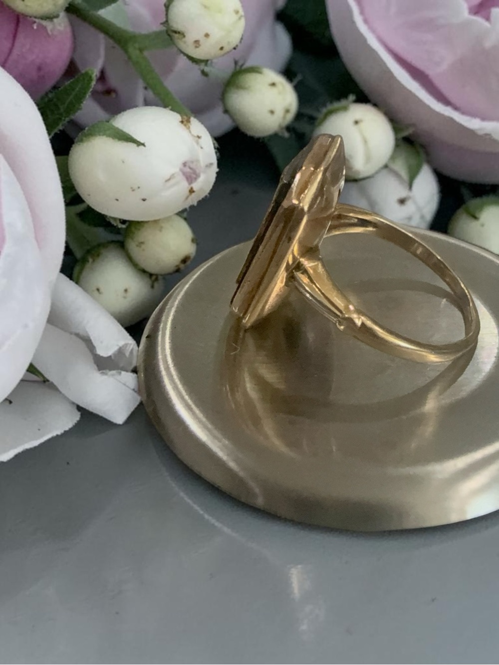 Vintage 14K & 18K Gold Diamond Initial D Signet Ring Size 5.25 - Picture 5 of 7